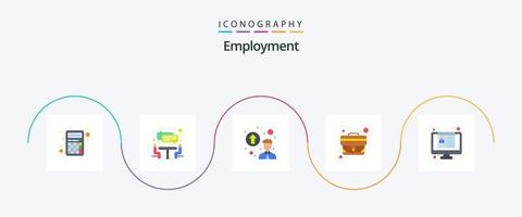 Job Flat 5 Icon Pack inklusive Lebenslauf. Beschäftigung. berufliche Entwicklung. Lebenslauf. Büro vektor