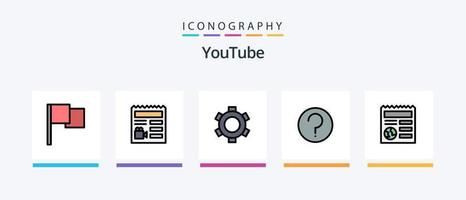 YouTube-Linie gefüllt 5 Icon Pack inklusive Globus. Basic. Basic. ui. Text. kreatives Symboldesign vektor