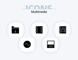 Multimedia-Glyphen-Icon-Pack 5-Icon-Design. . . Einfügung. Telefon. Buchen vektor