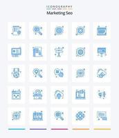 Creative Marketing SEO 25 Blue Icon Pack wie Termin. Digital. Kopieren. Sperre. rechts vektor