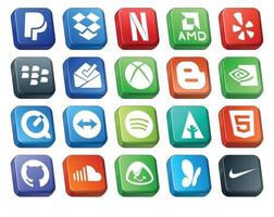 20 Social-Media-Icon-Packs einschließlich Sound-Github-Blogger-HTML-Spotify vektor