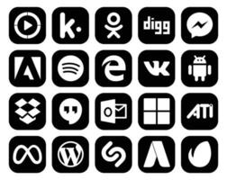 20 Social-Media-Icon-Packs, einschließlich Facebook-Ati-Edge-Microsoft-Hangouts vektor