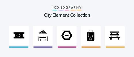 City Element Collection Glyph 5 Icon Pack inklusive Trip. Handtasche . Tisch. Minus. kreatives Symboldesign vektor