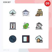 Stock Vector Icon Pack mit 9 Zeilen Zeichen und Symbolen für Ei Diplom Netzwerk Grad Arbeit editierbare Vektordesign-Elemente