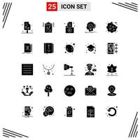 25 universelle solide Glyphenzeichen Symbole der Idee, Kreativitätsmanagement, kreatives Büro, editierbare Vektordesign-Elemente vektor