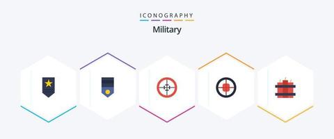 militär 25 platt ikon packa Inklusive . timer. armén. dynamit. mål vektor