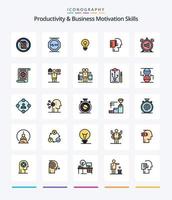 kreativ produktivitet och företag motivering Kompetens 25 linje fylld ikon packa sådan som lista. Börja. arbete. inspirerande. aning vektor