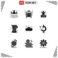 Stock Vector Icon Pack mit 9 Zeilenzeichen und Symbolen zum Messen von kochenden Milliardären, die reichhaltige editierbare Vektordesign-Elemente backen