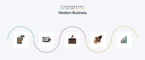 moderne Business Line gefüllt Flat 5 Icon Pack inklusive Marketing. Fall. Unternehmen. Unternehmen. Koffer vektor