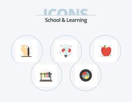 Schule und Lernen flach Icon Pack 5 Icon Design. Bildung. Apfel. Verstand. Birne. Linie vektor