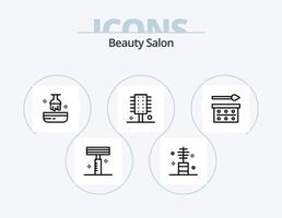 skönhet salong linje ikon packa 5 ikon design. ljus vax. brinnande ljus. smink. reflexion. grooming vektor