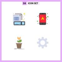 4 flaches Icon-Konzept für mobile Websites und Apps, die bearbeitbare Vektordesign-Elemente für die Codierung von Spieltastaturen für mobile Hindernisse darstellen vektor