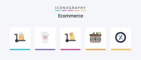 E-Commerce Flat 5 Icon Pack inklusive Preis. E-Commerce. Wagen. hinzufügen. E-Commerce. kreatives Symboldesign vektor