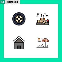 Stock Vector Icon Pack mit 4 Zeilenzeichen und Symbolen für exotische Früchte, die Obstheilungs-Home-editierbare Vektordesign-Elemente bauen