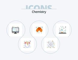 Chemie flach Icon Pack 5 Icon Design. lernen. Zellen. Atom. Atome. Probenröhrchen vektor