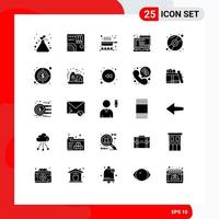 25 solides Glyphen-Konzept für mobile Websites und Apps cd script travel javascript kitchen editable vector design elements