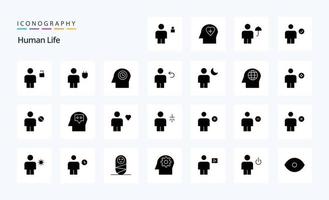 25 menschliche feste Glyphen-Icon-Packs vektor