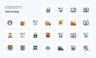 25 Webhosting-Icon-Pack mit flacher Farbe vektor