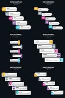 Vektor 6 Infografiken Pack Präsentationsfolie Vorlage 5 Schritte Zyklusdiagramme und Zeitleisten