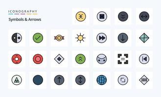 25 Symbole Pfeile Linie gefüllt Stil Icon Pack vektor