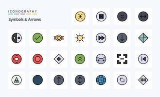 25 symboler pilar linje fylld stil ikon packa vektor