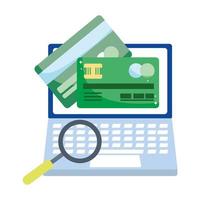 onlinebetalning, laptopkreditkortsbanktransaktion, e-handel på marknaden, mobilapp vektor