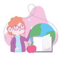 Online-Bildung, Lehrerwelt Buch und Apfel, Website und mobile Schulungen vektor