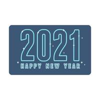2021 gott nytt år, neon gratulationskort med stjärnor vektor