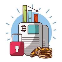 Bitcoin Daten Münzen Diagramm Kryptowährungstransaktion digitales Geld vektor