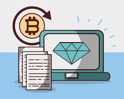 Bitcoin Diamant Kryptowährung Laptop Handel digitales Geld vektor