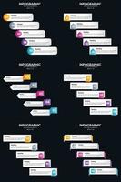 Vektor 6 Infografiken Pack Präsentationsfolie Vorlage 5 Schritte Zyklusdiagramme und Zeitleisten