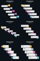 Vektor 6 Infografiken Pack Präsentationsfolie Vorlage 5 Schritte Zyklusdiagramme und Zeitleisten