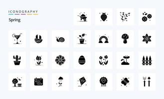 25 Spring Solid Glyphen-Icon-Pack vektor