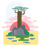 platt baobab träd vektor