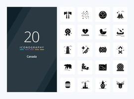 20 solides Glyphensymbol für Kanada zur Präsentation vektor