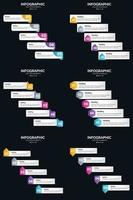 Vektor 6 Infografiken Pack Präsentationsfolie Vorlage 5 Schritte Zyklusdiagramme und Zeitleisten