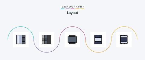 Layoutlinie gefülltes flaches 5-Icon-Paket einschließlich . . vektor