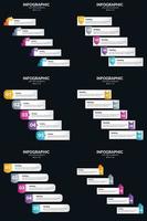 Vektor 6 Infografiken Pack Präsentationsfolie Vorlage 5 Schritte Zyklusdiagramme und Zeitleisten