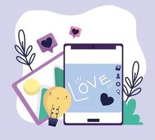 smartphone bild kärlek dekoration sociala medier vektor