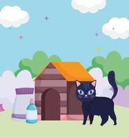 Katzenwanderhaus mit Futter im Freien Haustiere vektor