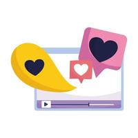 Social Media Website Video Liebe Rede Blase vektor