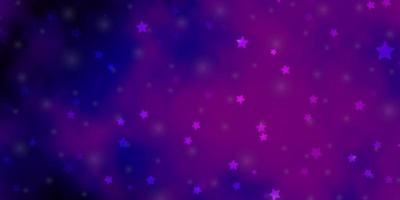 dunkelvioletter, rosa Vektorhintergrund mit bunten Sternen. vektor