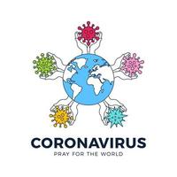 bete für das Welt-Coronavirus-Konzept vektor