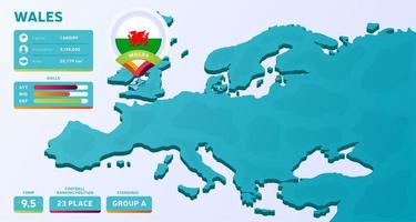 isometrische Karte von Europa mit hervorgehobenen Landwalen vektor
