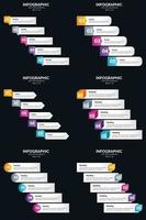 Vektor 6 Infografiken Pack Präsentationsfolie Vorlage 5 Schritte Zyklusdiagramme und Zeitleisten