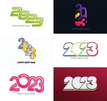 große reihe von 2023 frohes neues jahr logo text design 2023 zahlenentwurfsvorlage vektor