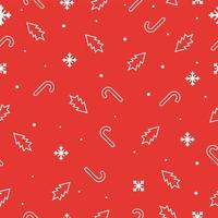 nahtloses Weihnachtsmuster mit Schneeflocken, Weihnachtsbäumen und Süßigkeiten vektor