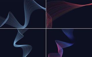 Satz von 4 geometrischen Wellenmuster Hintergrund abstrakte Wellenlinie vektor