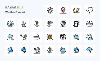 25 mit Wetterlinien gefülltes Stil-Icon-Paket vektor