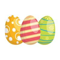 glückliche Ostern drei Eier malen Ikonen vektor
